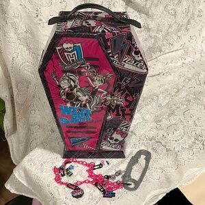 Monster High Pink and Black Coffin Bag with Charms